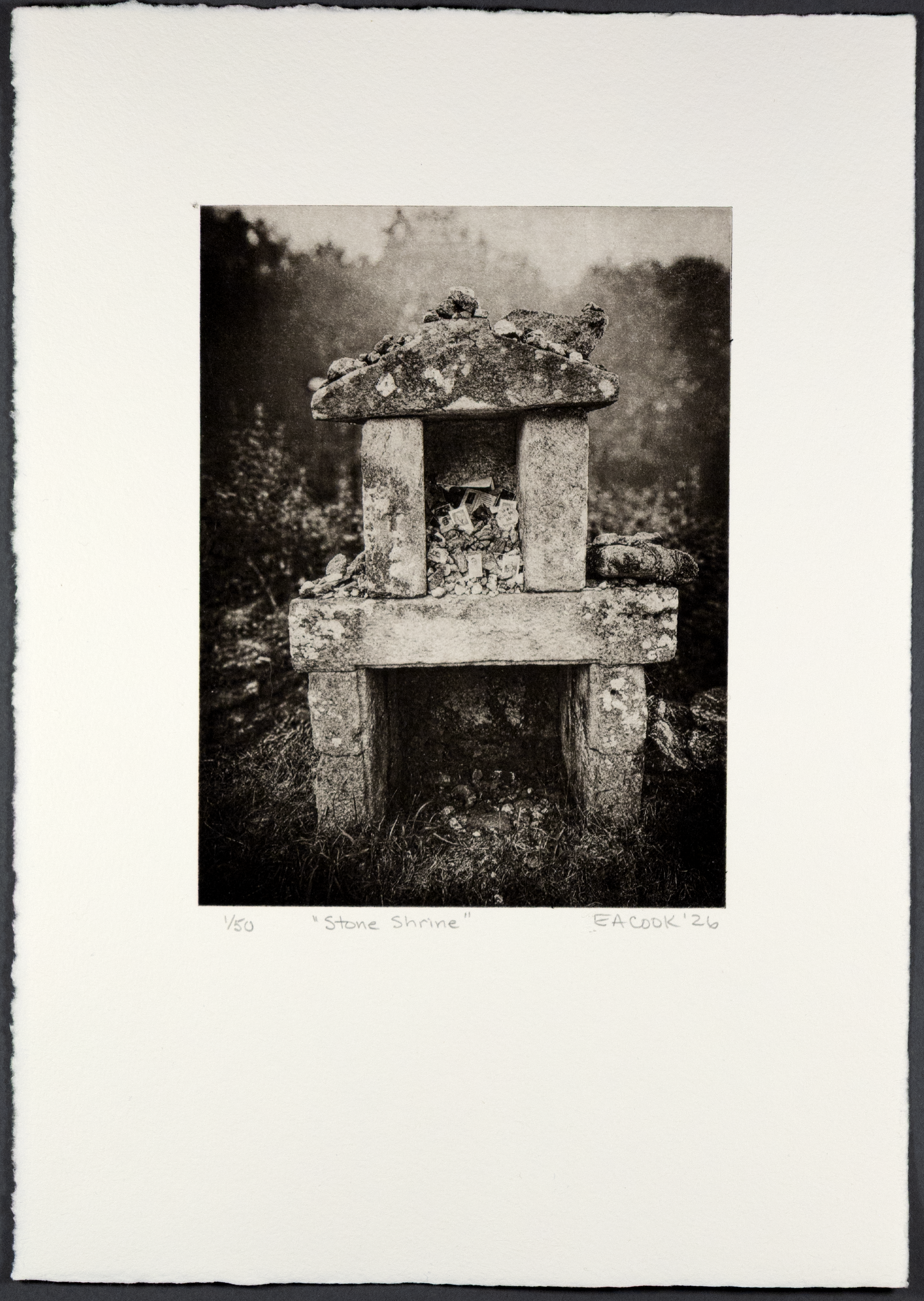 Stone Shrine -- Camino Fine Art Hand--pulled Photogravure Etching