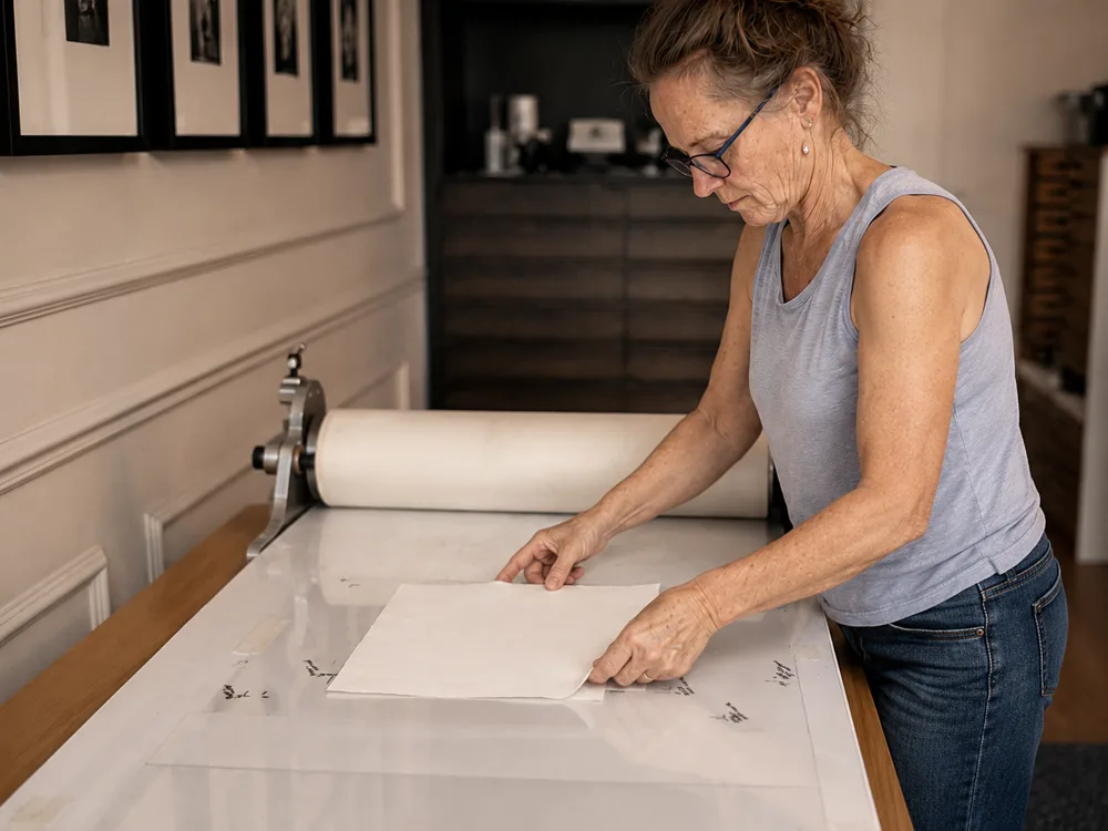 Prepare damp fine-art paper