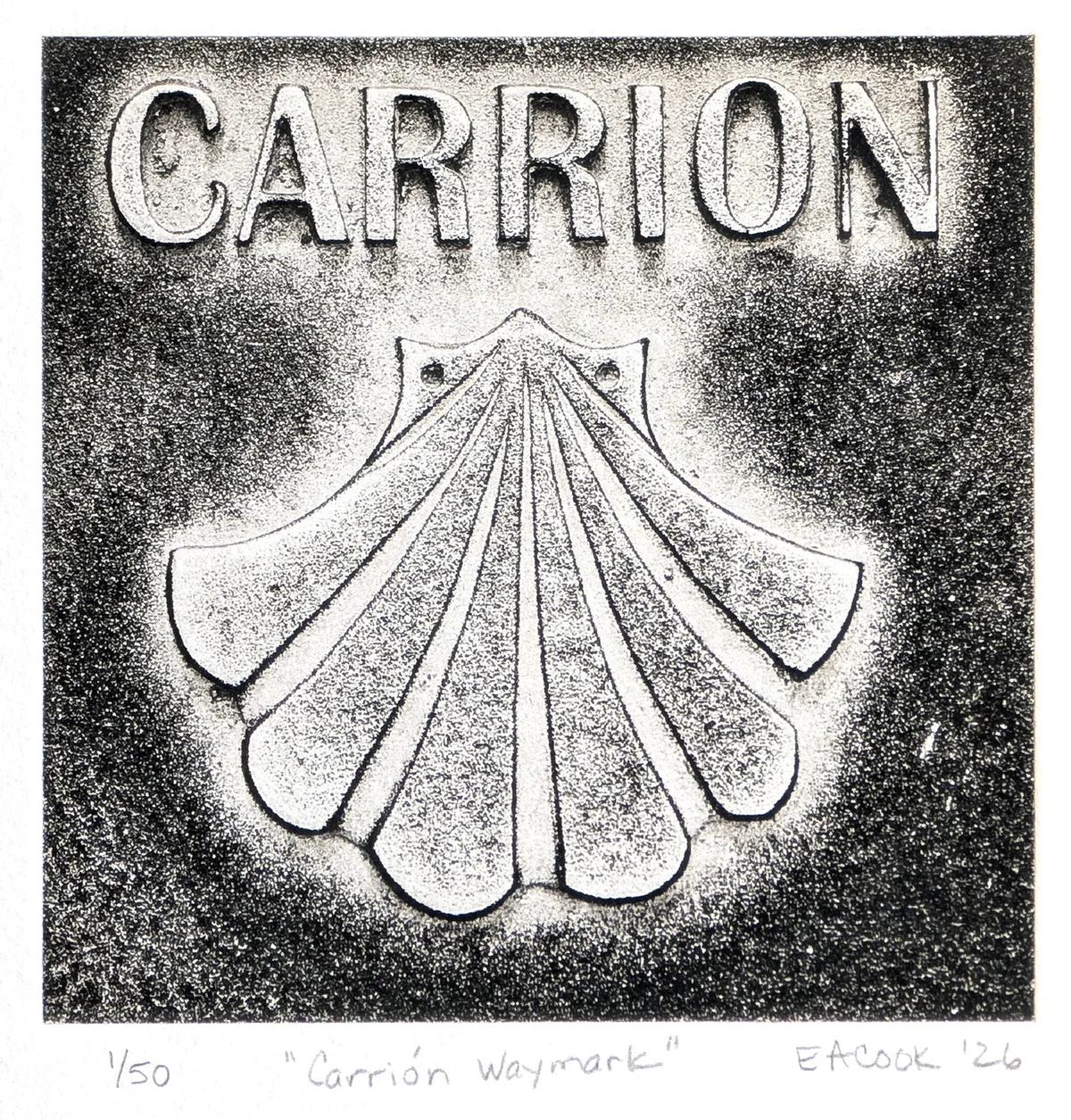 "Carrión Waymark" Limited-Edition Fine Art Etching l Camino Sapiens