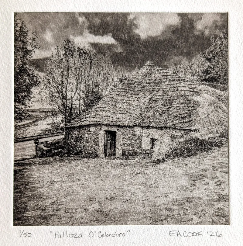 "Palloza O'Cebreiro" Limited-Edition Fine Art Etching l Camino Sapiens