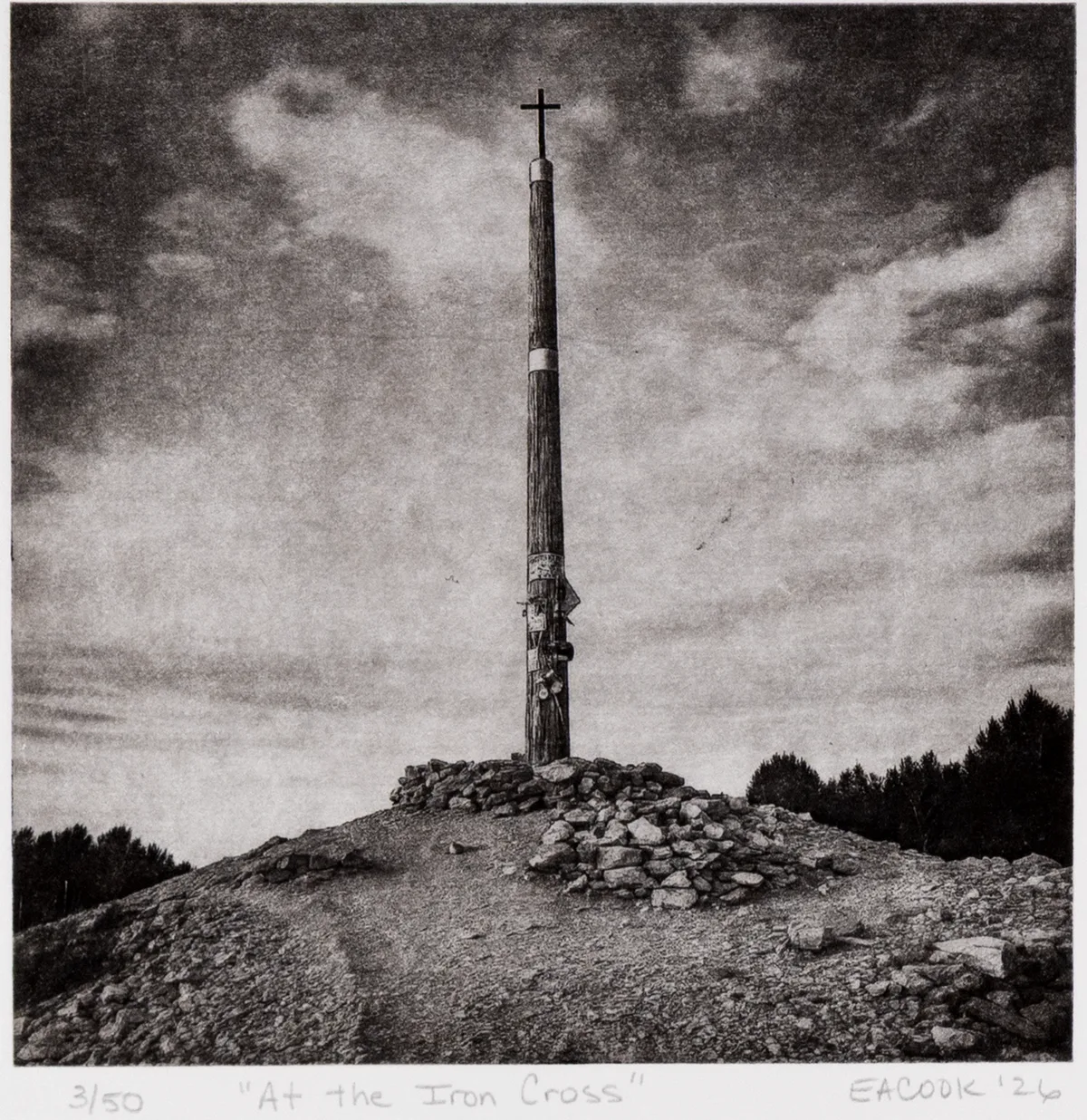 "At the Iron Cross" Fine Art Limited-Edition Etching l Camino Sapiens