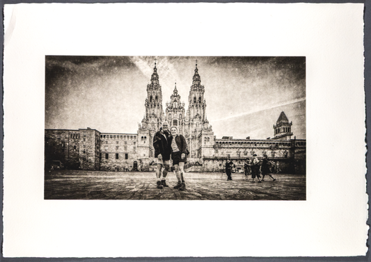 "Santiago--Journey's End?"  Fine Art Photogravure l Camino Sapiens