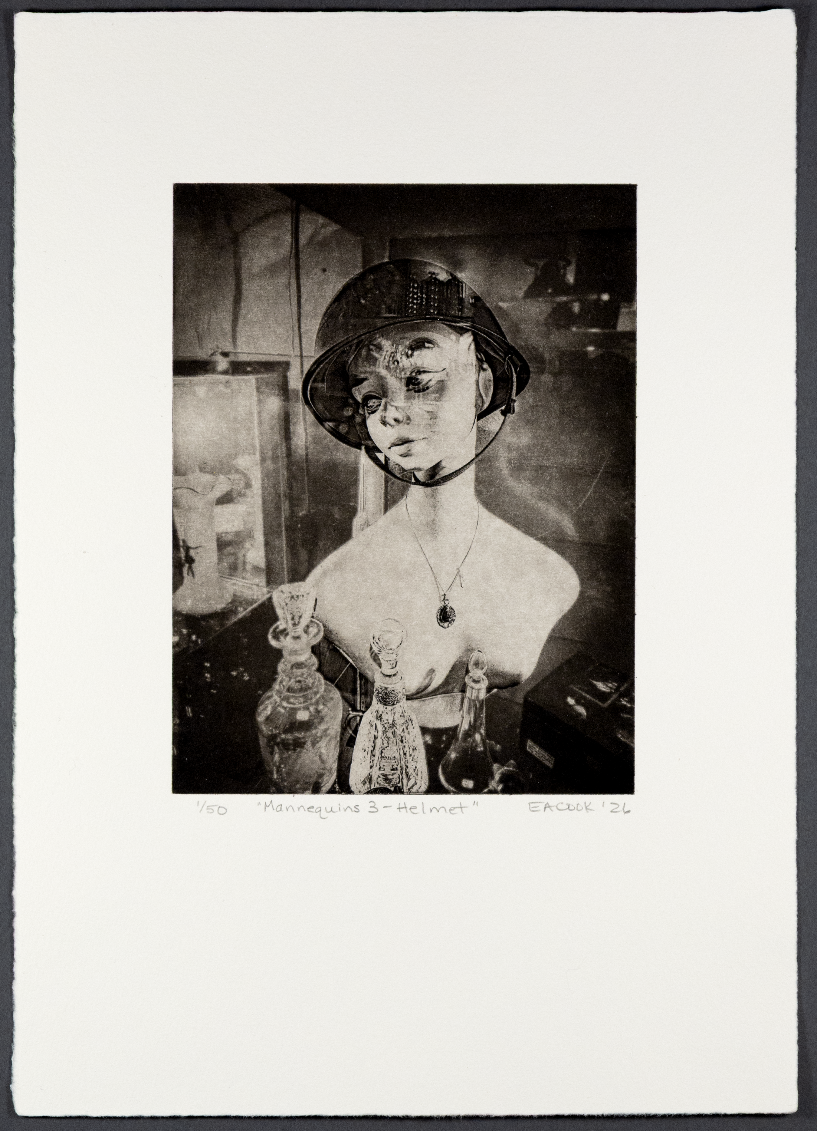 Mannequin 3 -- Helmet Fine Art Photgravure Etching