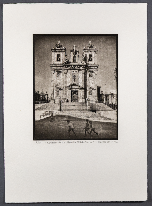 "Soccer Near Santo Ildefonso" Porto Limited-Edition Fine Art Etching l Camino Sapiens